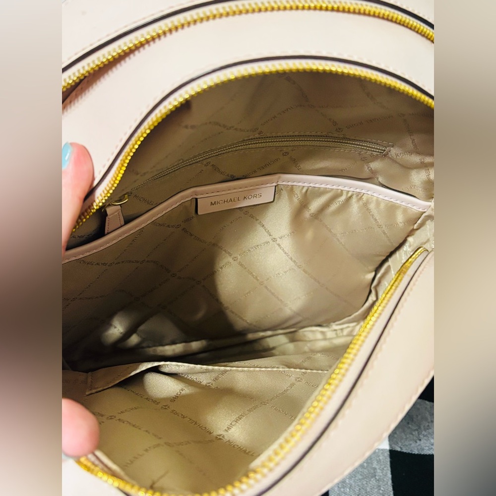 Michael Kors Womens Jaycee Logo Backpack (Dark Powder Blush) MK Signature - Picture 14 of 15